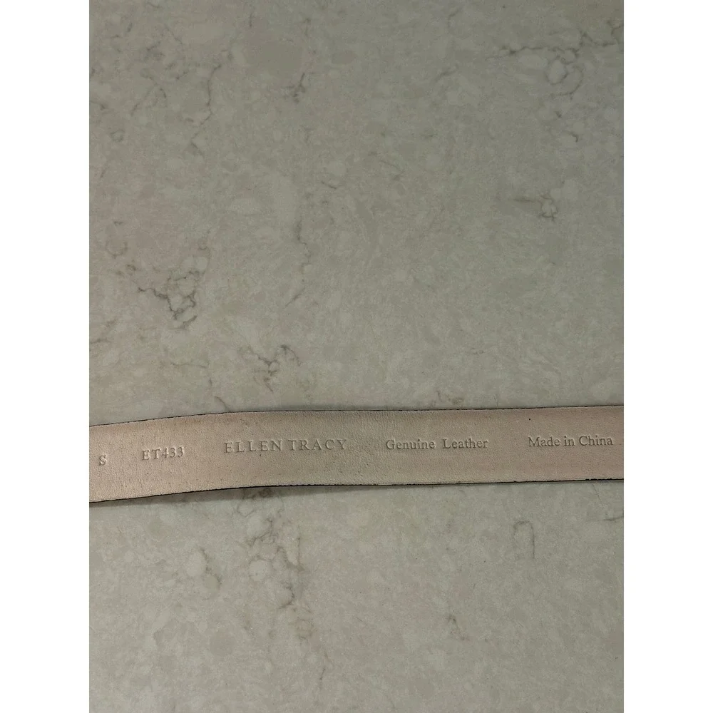 Ellen Tracy Dark Brown Genuine Leather Belt Gold Horseshoe Buckle Size S ET433